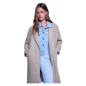 Forever 21 Coat Wool Blend Longline Single Button Coat in Grey Size S